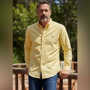 Ralph Lauren Small Yellow Iconic Oxford Long Sleeve Button Down Shirt P3